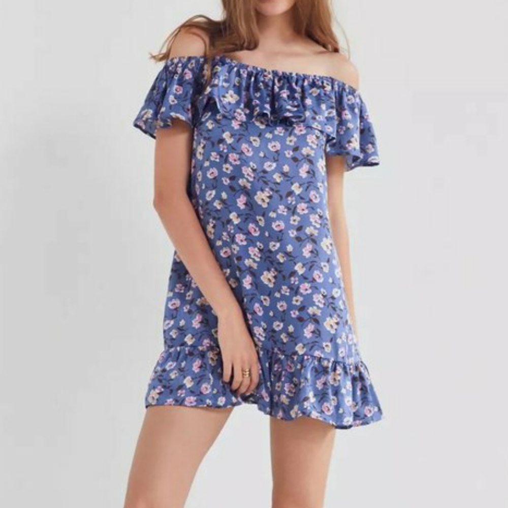 UO Flouncey silky floral dress with tie back